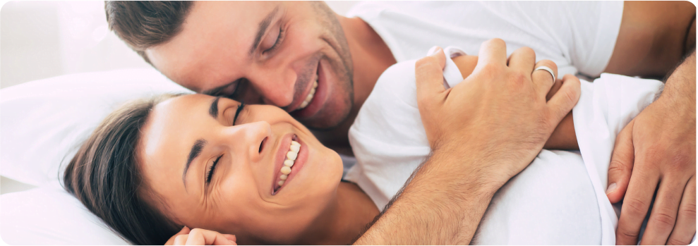 man and women are smiling