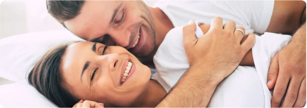 man and women are smiling