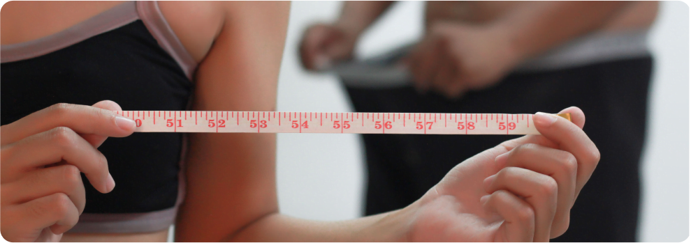 women showing a scale